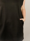 Curvy Black Quilted Knit Short Sleeve Dress