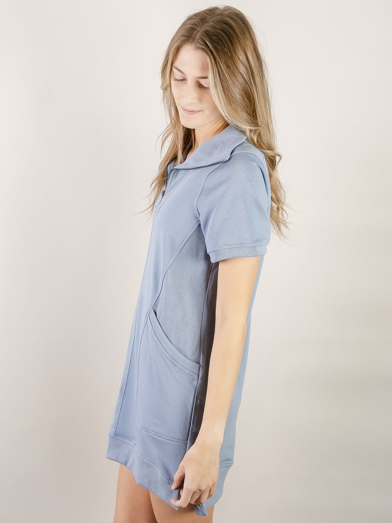 Blue French Terry Knit Dress