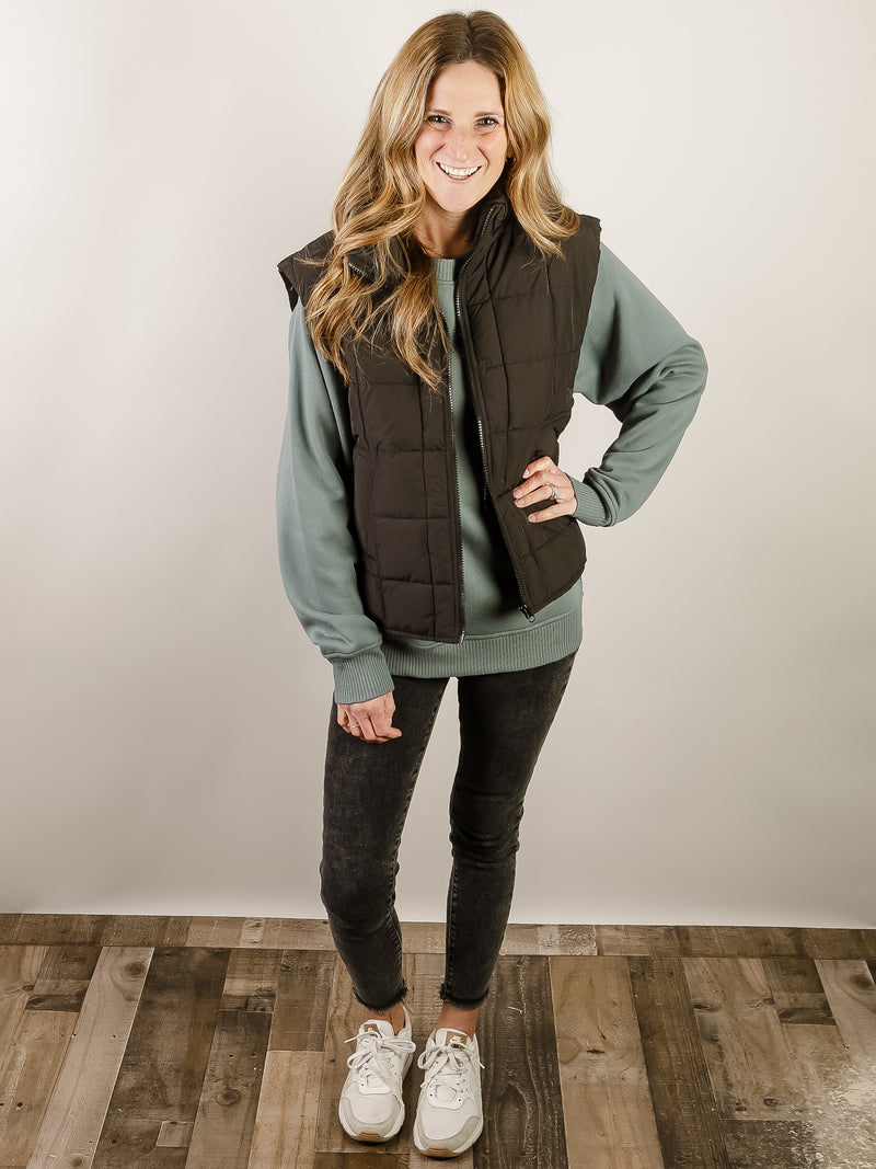 Solid Black Puffer Vest