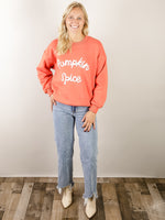 Orange Pumpkin Spice Embroidered Sweatshirt