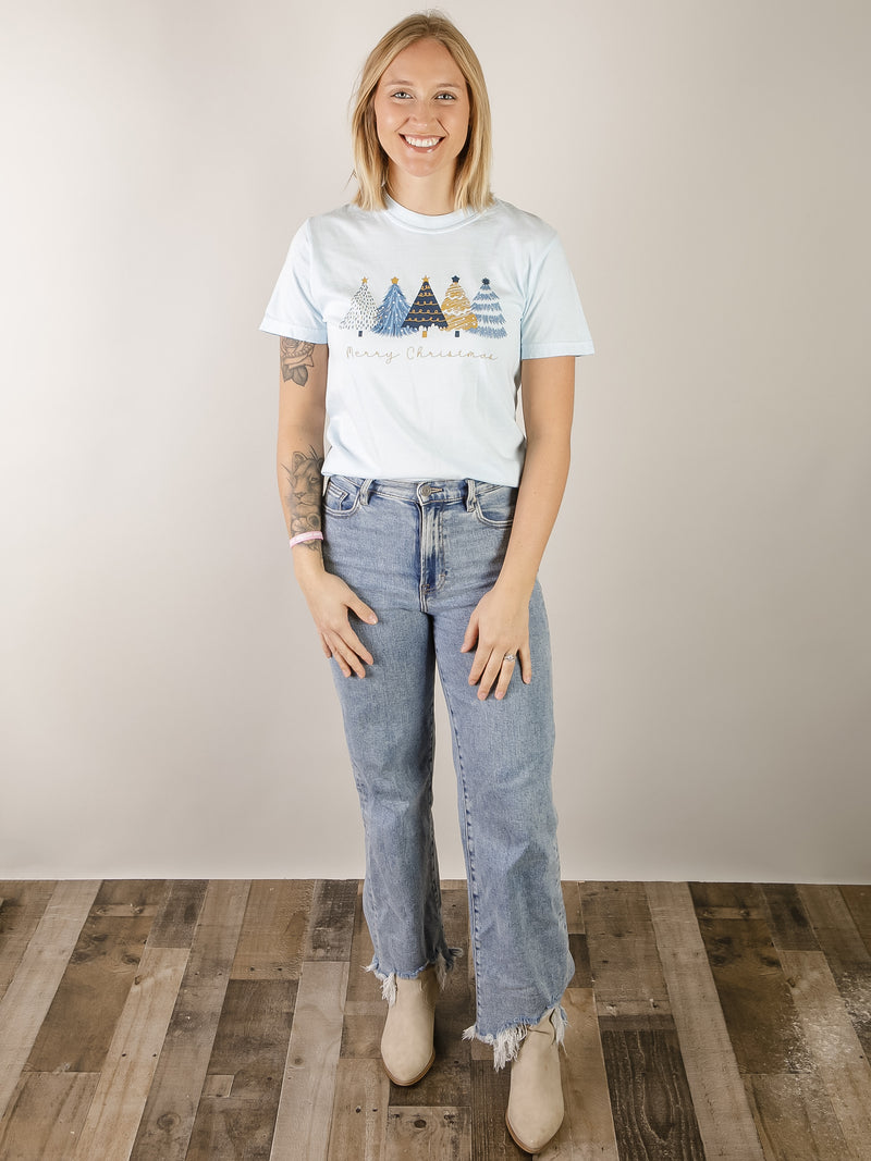 Blue Christmas Short Sleeve Graphic Tee