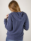 Navy Ribbed Hooded Top