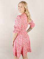 Pink Floral V-Neck Dress