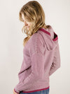 Dark Magenta Waffle Textured Striped Hooded Sweater