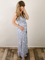 Slate Blue Leaf Print Cami Jumpsuit