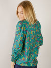 Hunter Green Floral V-Neck Blouse