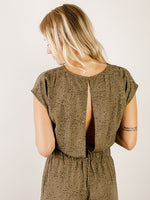 Olive Green Print Jumpsuit with Tie Waist