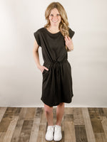 Black Drawstring Knit Dress