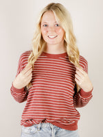 Burgundy and White Striped Long Sleeve