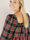 Black Christmas Plaid Babydoll Top