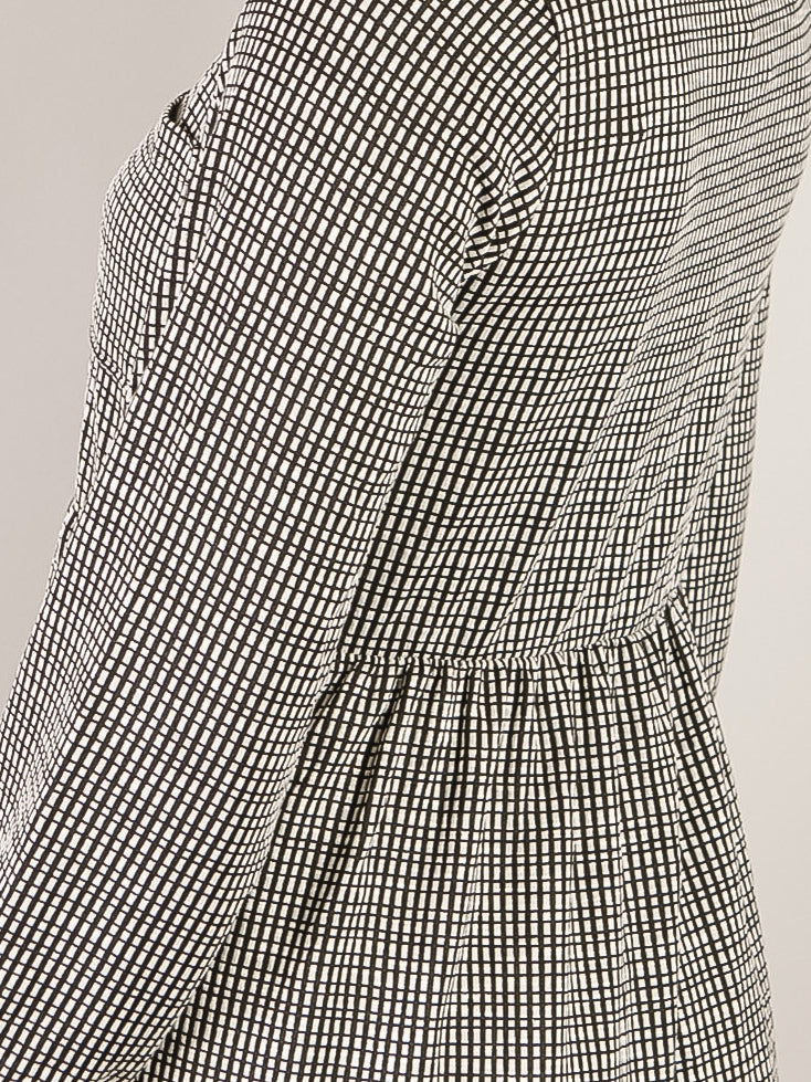 Black and White Gingham Plaid Tiered Dress