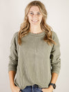 Light Olive Crewneck Ribbed Long Sleeve