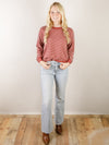 Burgundy and White Striped Long Sleeve