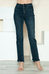 Judy Blue Button Fly Hem Destroy Straight Jeans (Online Exclusive)