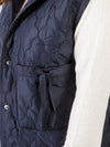 Navy Quilted Tie Detail Vest
