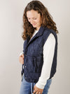 Navy Quilted Tie Detail Vest