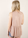 Dusty Pink Embroidered Babydoll Tank
