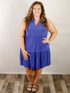 Curvy Royal Blue Tiered Flowy Dress