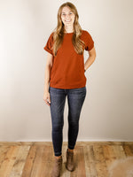 Redwood Cuff Sleeve Top with Back Button