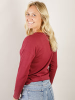 Burgundy Ribbed Solid Top