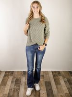 Light Olive Crewneck Ribbed Long Sleeve