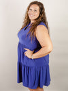 Curvy Royal Blue Tiered Flowy Dress