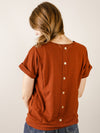 Redwood Cuff Sleeve Top with Back Button