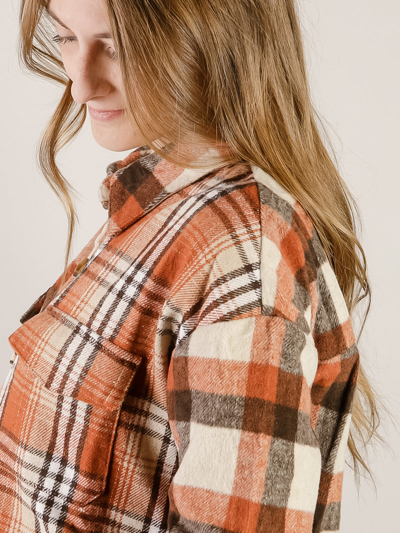 Rust Mixed Plaid Shacket