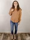 Tan Drop Shoulder Sweater Knit Top