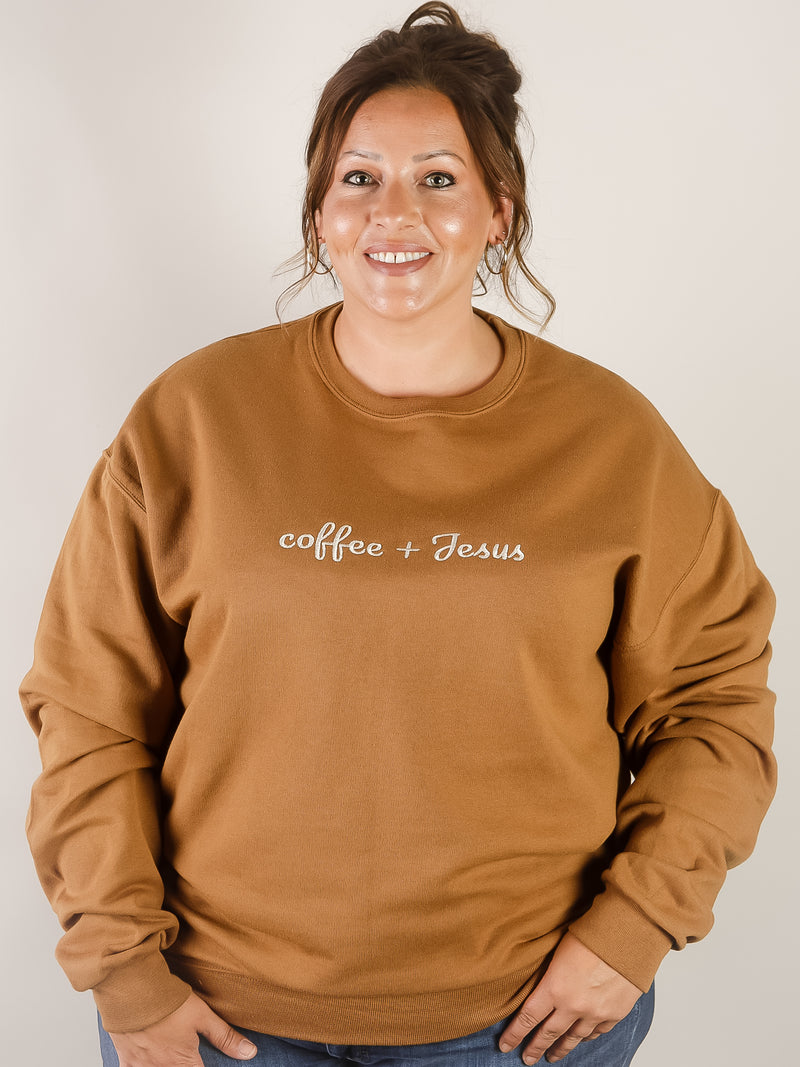 Coffee and Jesus Embroidered Sweatshirt