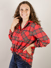 Red Tartan Plaid Button Down Flannel