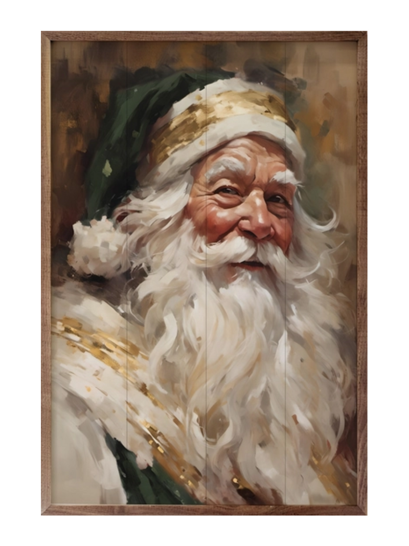 Santa in Green/Gold 5x8