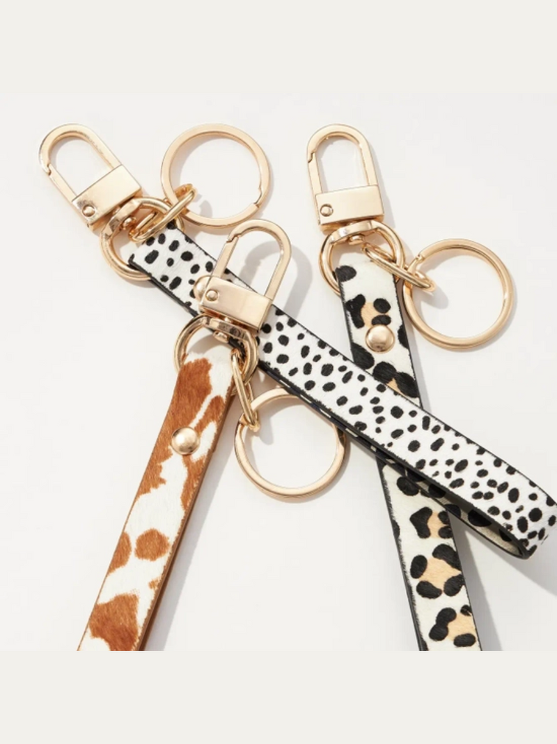 Animal Print Leather Keychain