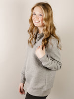 Heather Grey Quilted Top Funnel Neck Top