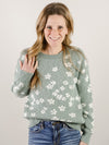 Sea Green Floral Sweater