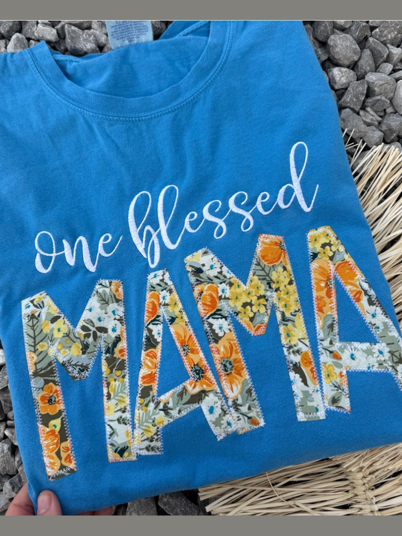 Blessed Mama Embroidered Tee