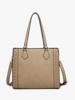Taupe Betsy Structured Braided Satchel