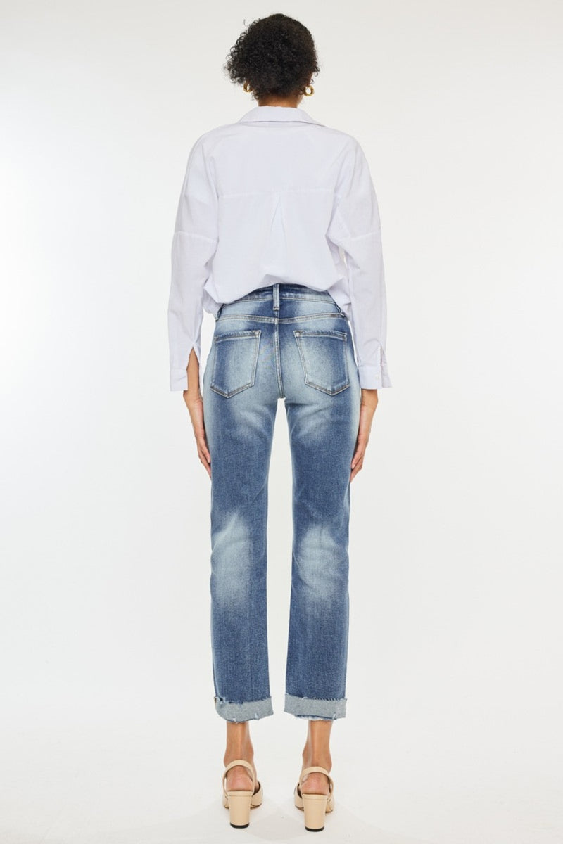 Kancan High Rise Cuffed Straight Jeans (Online Exclusive)