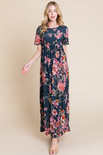 Floral Short Sleeve Maxi Dress (Online Exclusive)