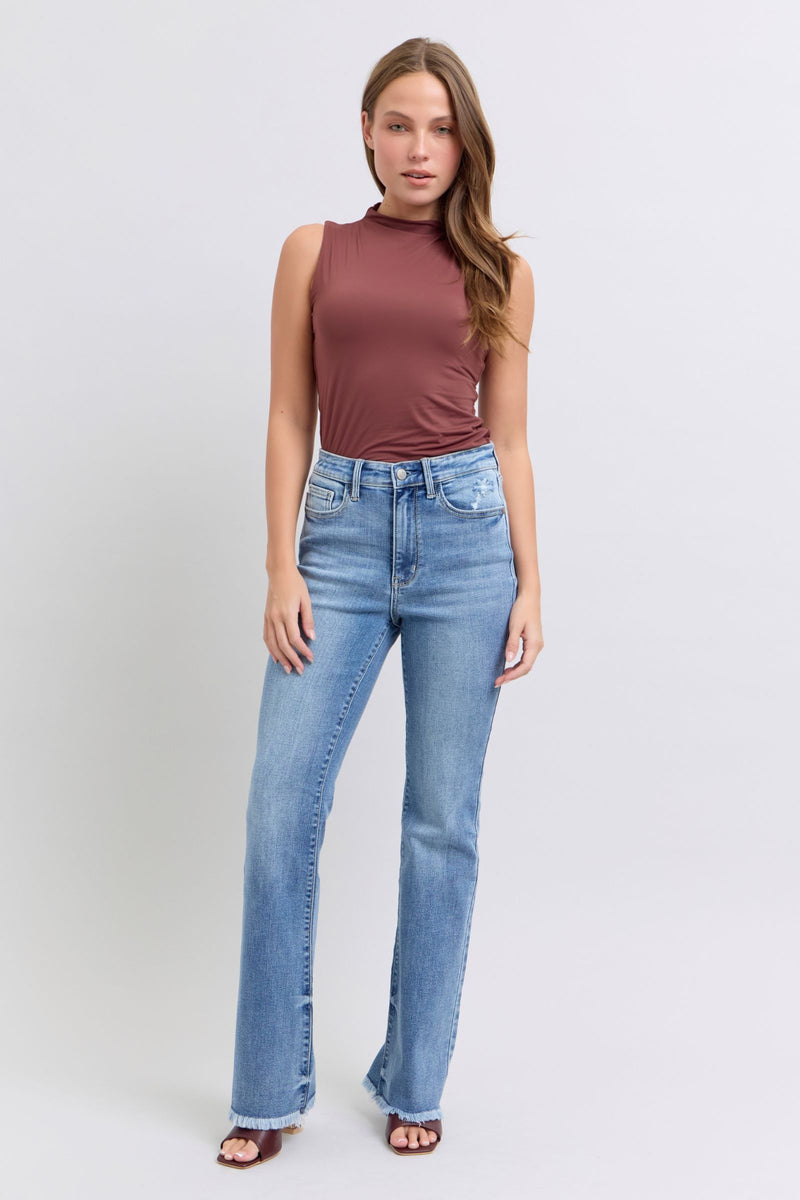 Judy Blue Raw Hem High Rise Bootcut Jeans (Online Exclusive)