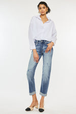 Kancan High Rise Cuffed Straight Jeans (Online Exclusive)