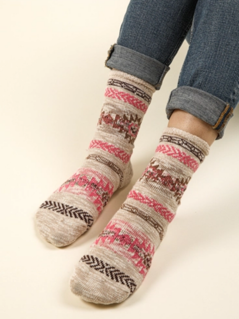 Aztec Graphic Cozy Crew Socks (Multiple Options)