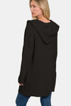 Black Hooded Open Front Sweater Cardigan (Online Exclusive)