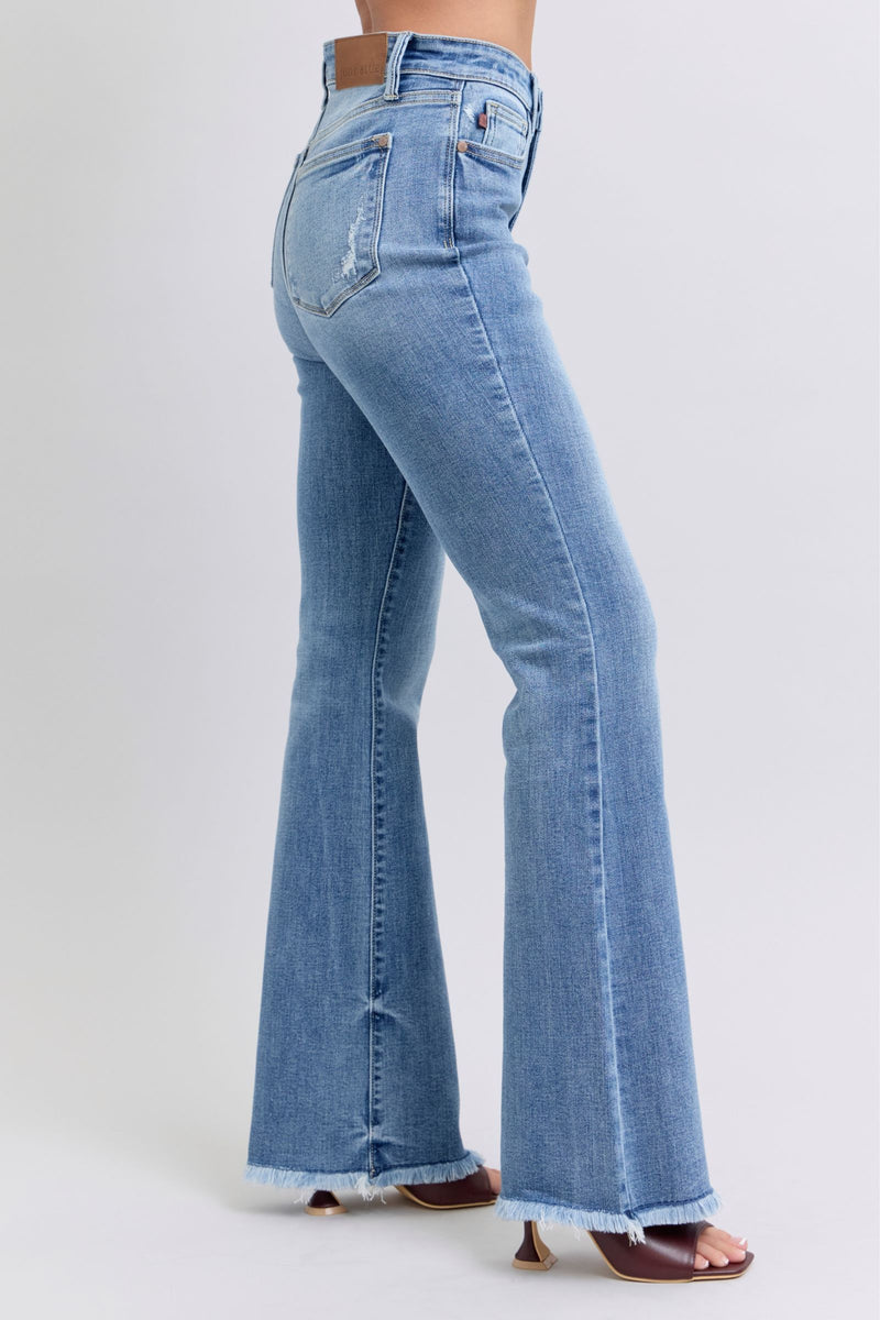 Judy Blue Raw Hem High Rise Bootcut Jeans (Online Exclusive)