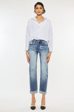 Kancan High Rise Cuffed Straight Jeans (Online Exclusive)