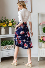 Navy Floral Wrap Ruffled Skirt (Online Exclusive)