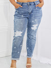 Judy Blue Sarah Star Pattern MR Boyfriend Jeans (Online Exclusive)