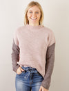 Rose and Grey Mock Neck Sweater