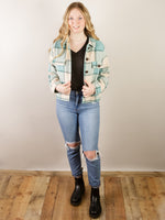 Mint Plaid Button Down Shacket