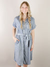 Short Sleeve Denim Button Down Dress